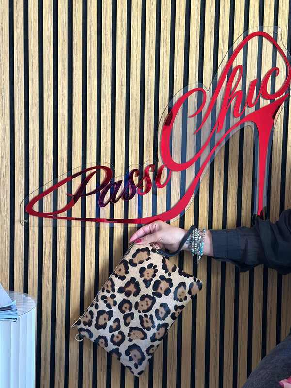 Pochette LEOPARD - maculata con tracolla nera