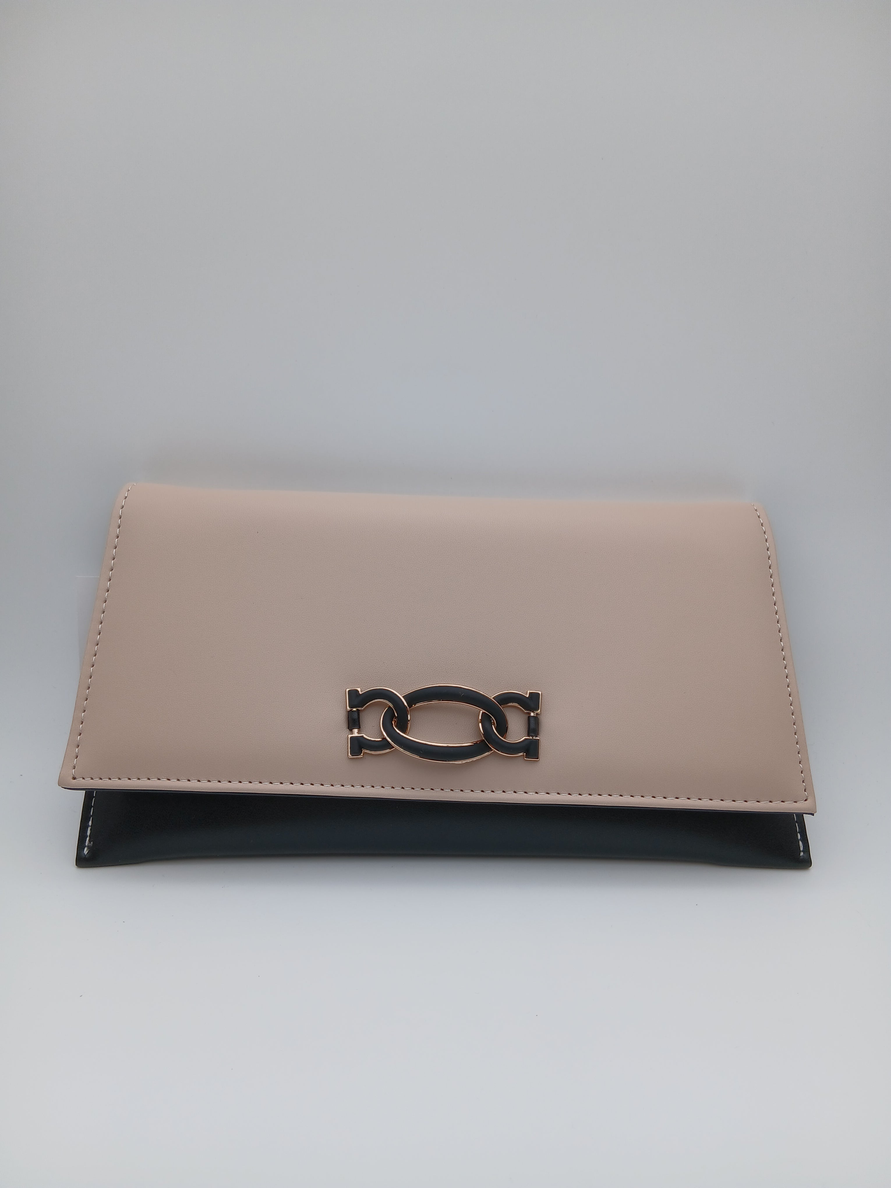 Clutch nude e nera/ borsa da sera con catena oro