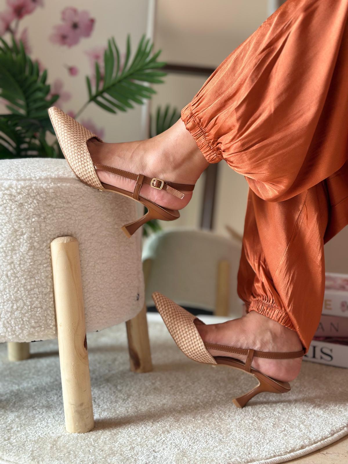 Slingback intreccio beige