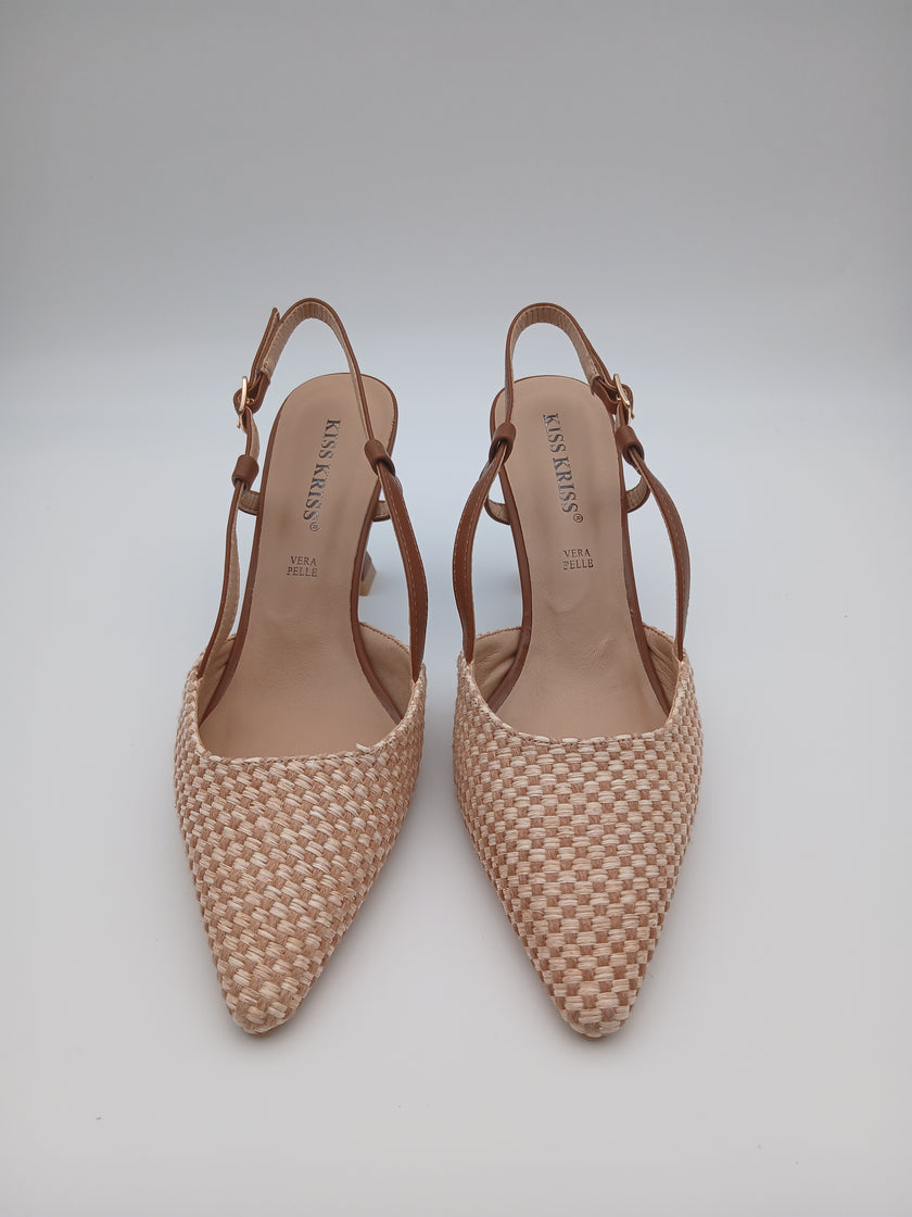 Slingback intreccio beige