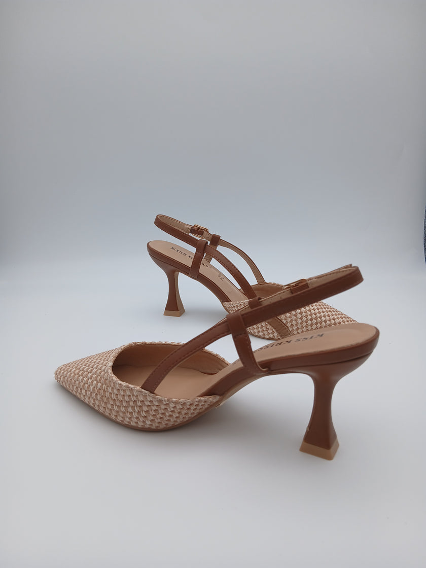 Slingback intreccio beige