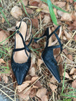 Décolleté Slingback AURA - pelle nera arricciata