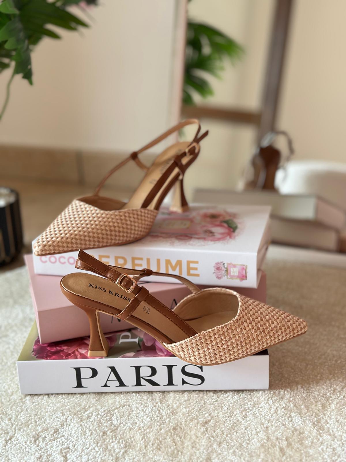 Slingback intreccio beige