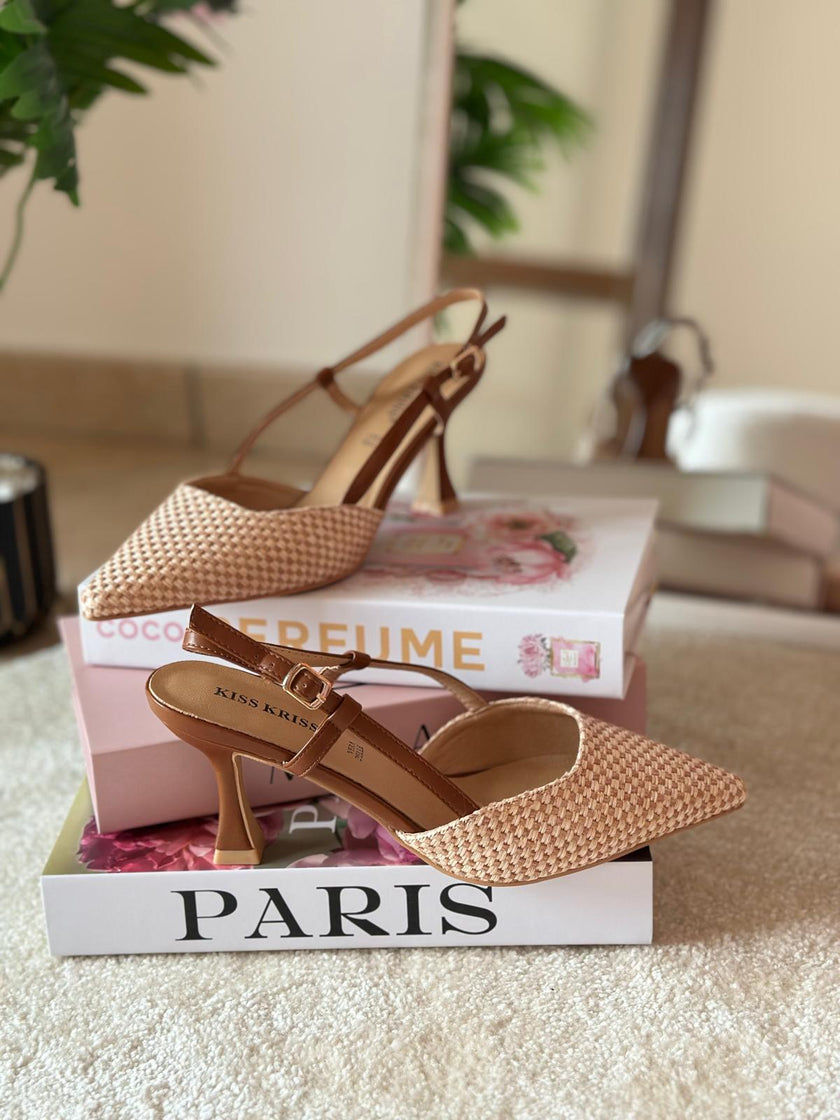 Slingback intreccio beige