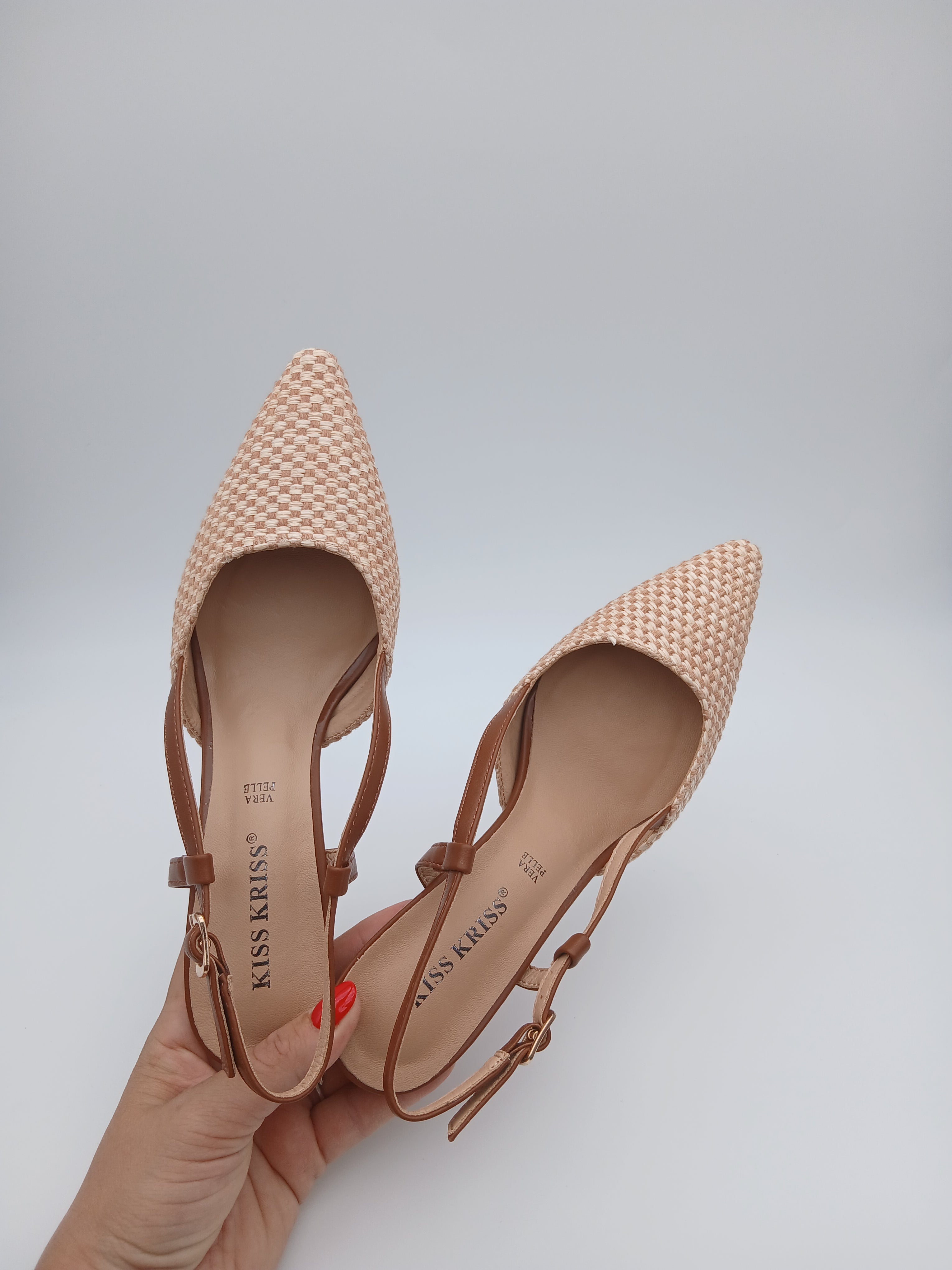 Slingback intreccio beige