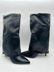 Stivale Risvolto Nero con zip ORO-