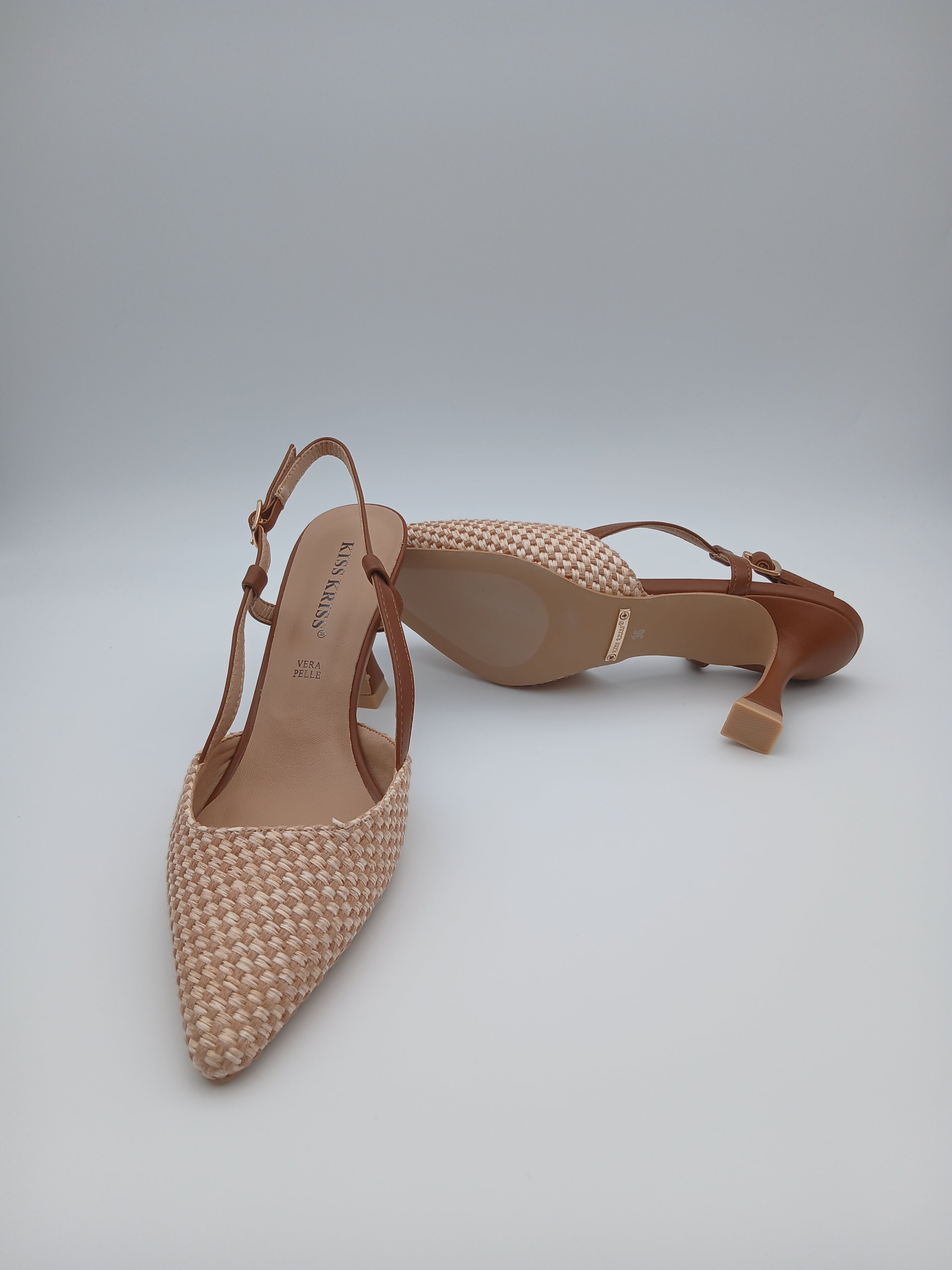 Slingback intreccio beige