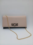 Clutch nude e nera/ borsa da sera con catena oro
