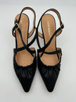 Décolleté Slingback AURA - pelle nera arricciata