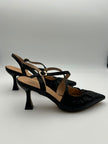 Décolleté Slingback AURA - pelle nera arricciata