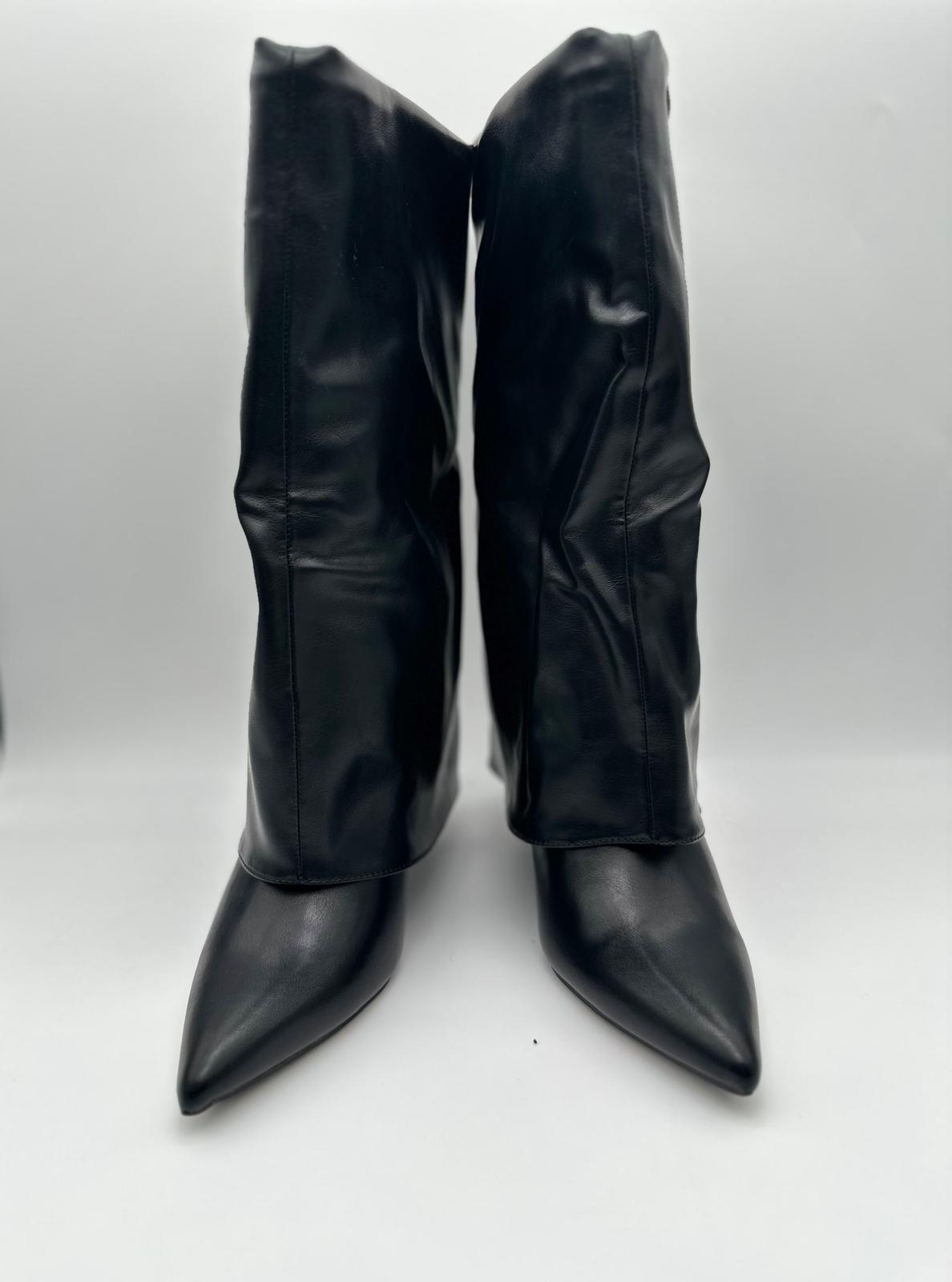 Stivale Risvolto Nero con zip ORO-