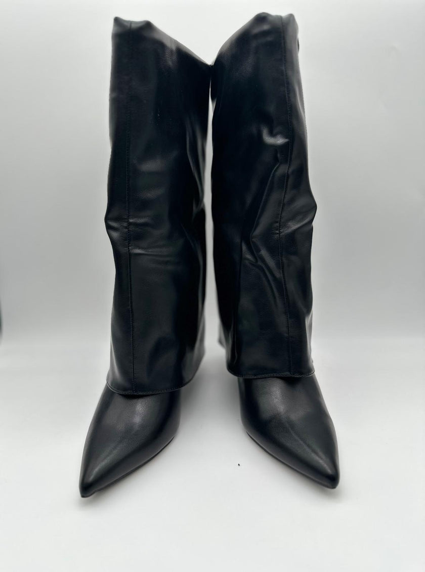 Stivale Risvolto Nero con zip ORO-